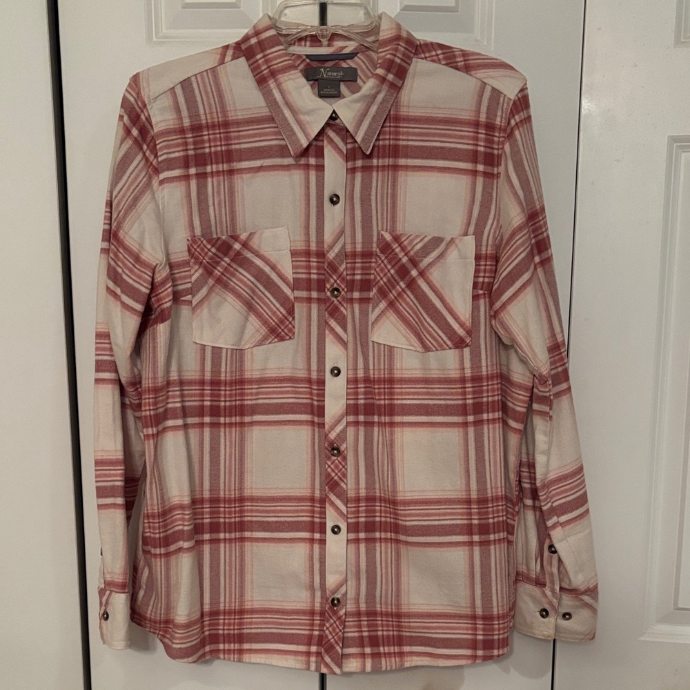 Natural Reflections Pink and Cream Plaid Shirt